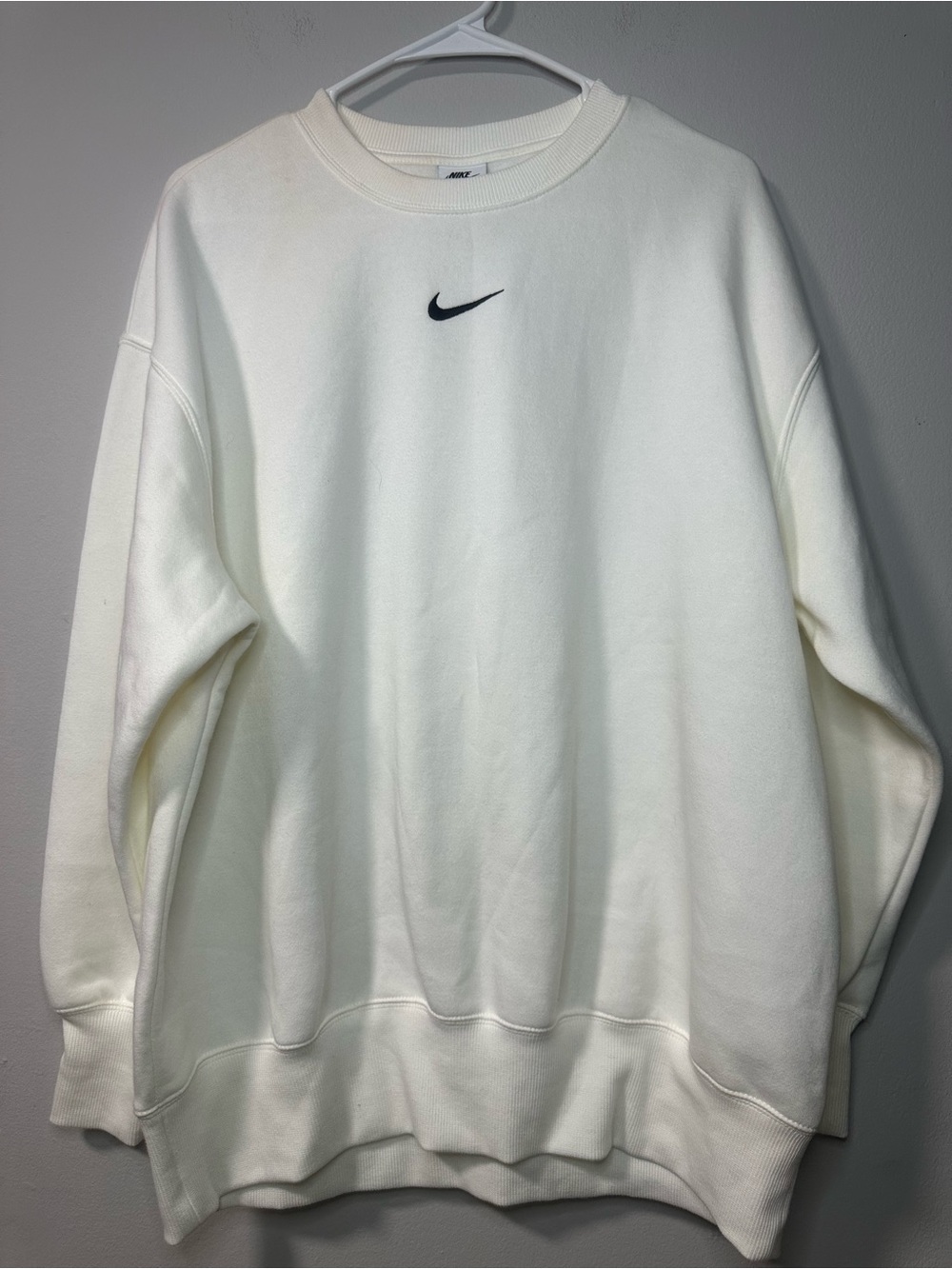 Nike White Crewneck Sweatshirt with Black Swoosh Logo